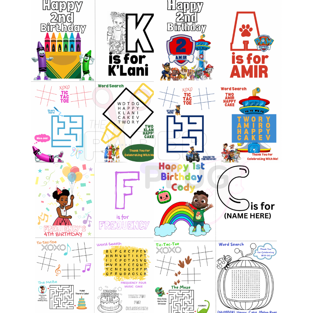Activity/Coloring Books or Placemats